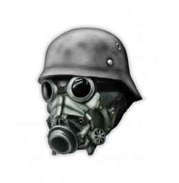 Zombie latex masker WW2 soldaat helm gasmasker